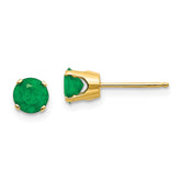 14K 5mm Natural Emerald Earrings May